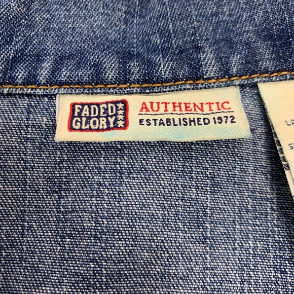 3/$25 Faded Glory Lace Up Denim Jean Jacket Lace-up Front Details Large - Picture 6 of 10